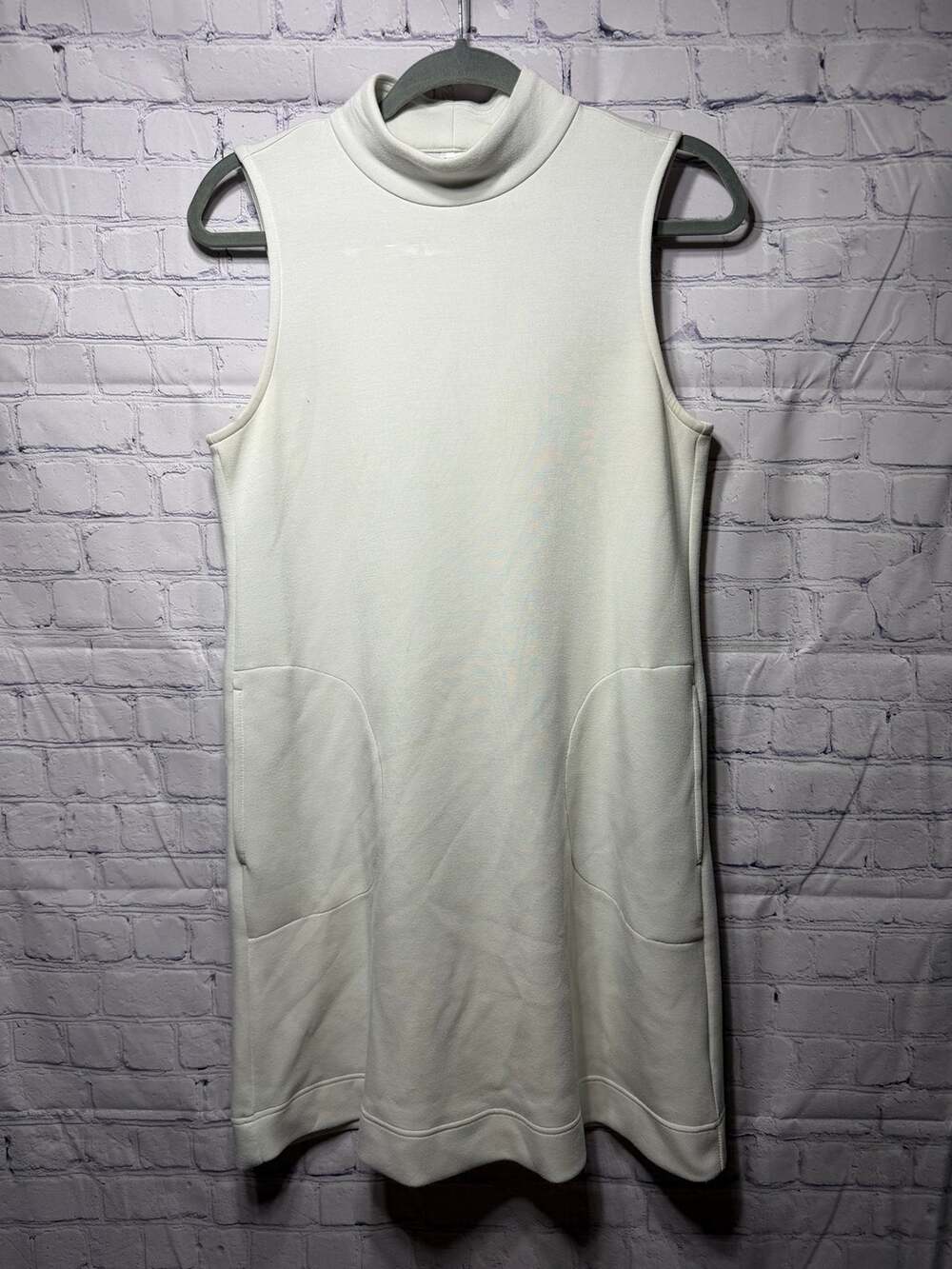 Spanx AirEssential Sleeveless Mock Neck Shift Dress Creamy White Sz S